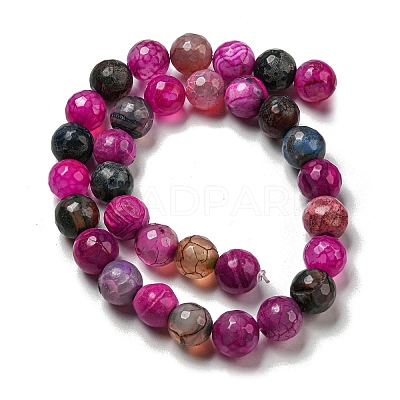 Faceted Natural Dragon Veins Agate Beads Strands G-F447-12mm-I05-1
