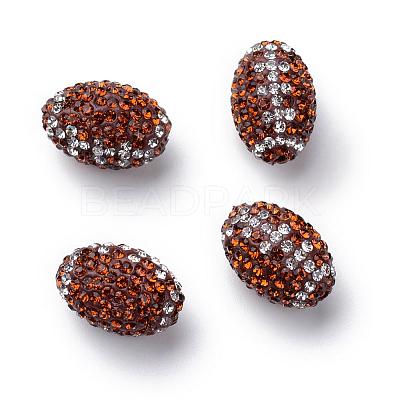 Handmade Polymer Clay Rhinestone Beads RB-S046-01-1