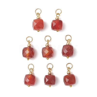 Natural Carnelian Faceted Cube Charms PALLOY-JF04975-1