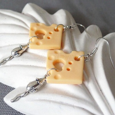Cheese Alloy & Resin Dangle Earrings FS-WG078A6-01-1