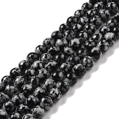 Synthetic Snowflake Obsidian Beads Strands G-E568-03C-1