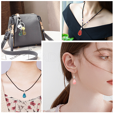 30Pcs 15 Colors Gemstone Pendants G-SC0001-40-1