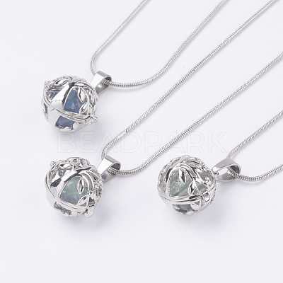 Brass Prayer Box Pendant Necklaces NJEW-JN02071-1