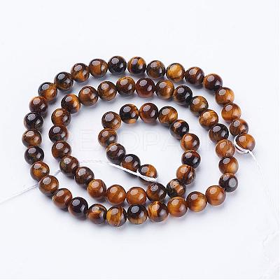 Natural Tiger Eye Beads Strands GSR6mmC014-1