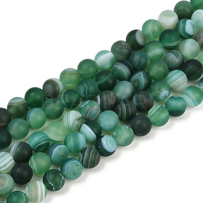 Natural Grade A Striped Agate/Banded Agate Beads Strands G-E478-08-6MM-1
