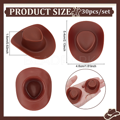 30Pcs Plastic Mini Western Cowboy Cowgirl Hat FIND-PH0027-72-1