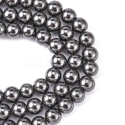 Magnetic Synthetic Hematite Beads Strands G-Q893-12mm-1