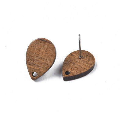 Walnut Wood Stud Earring Findings MAK-N033-007-1