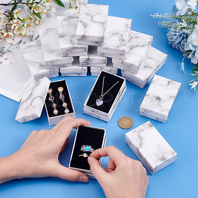 Marble Print Cardboard Paper Storage Boxes CON-WH0089-38-1