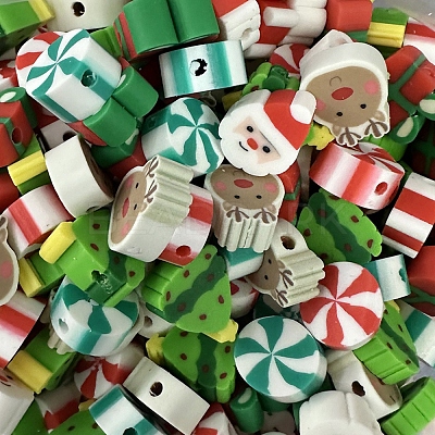 Christmas Themed Handmade Polymer Clay Beads XMAS-PW0001-200T-1