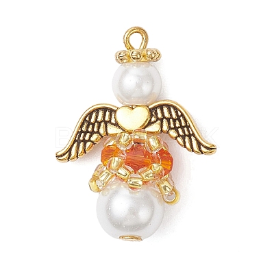 Pearlized Glass Pearl & Glass Pendants PALLOY-MZ00978-04-1