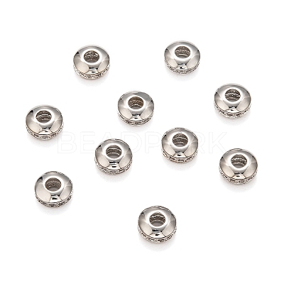 Brass Micro Pave Cubic Zirconia Beads ZIRC-F001-121P-1