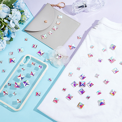 75Pcs 5 Styles Square Shape Sew on Rhinestone GLAA-GA0001-60B-1