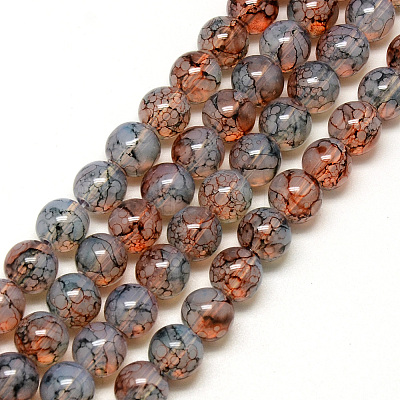 Baking Paint Glass Beads Strands X-DGLA-Q023-8mm-DB52-1
