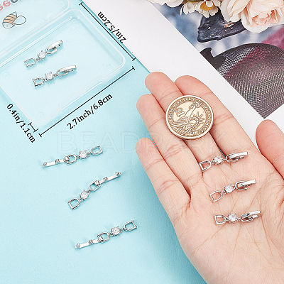 10Pcs Brass with Cubic Zirconia Fold Over Clasps ZIRC-BBC0002-67P-1