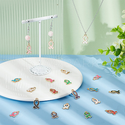 96Pcs 8 Colors Alloy Enamel Pendants ENAM-HY0003-04-1