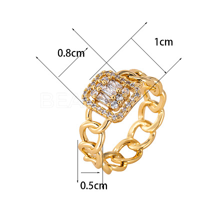 Brass Micro Pave Clear Cubic Zirconia Finger Rings FS-WGF0A01-08-1