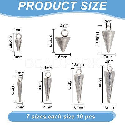 70Pcs 7 Style 304 & 201 Stainless Steel Pendants STAS-AR0002-06-1