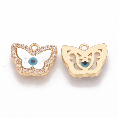Brass Micro Pave Cubic Zirconia Charms KK-T025-23G-1