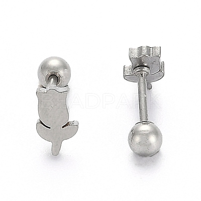 Tarnish Resistant 201 Stainless Steel Barbell Cartilage Earrings EJEW-R147-39-1
