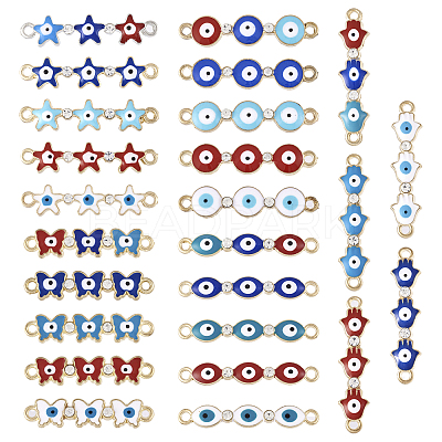 50Pcs 25 Styles Alloy Enamel Connector Charms FIND-TA0003-23-1