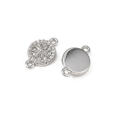 Brass Micro Pave Clear Cubic Zirconia Connector Charms KK-H524-02P-1