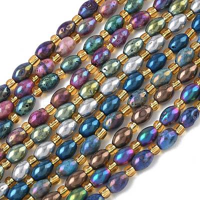 Electroplated Natural Druzy Geode Crystal Beads Strands G-G459-03B-1