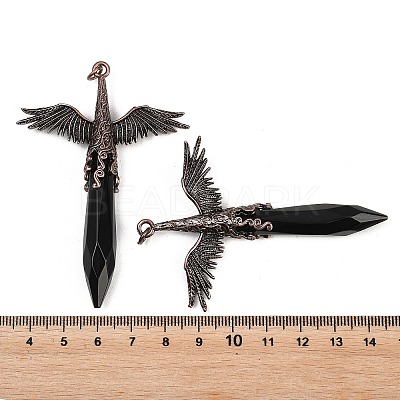 Natural Obsidian Faceted Pointed Bullet Shaped Big Pendants G-T145-01R-07-1