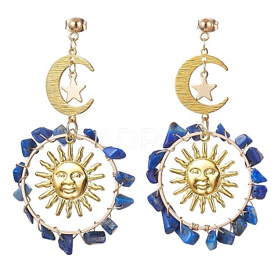 Vintage Gemstone Ear Studs EJEW-JE05807-1