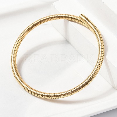 304 Stainless Steel Spring Bangles for Women BJEW-Z086-01G-01-1