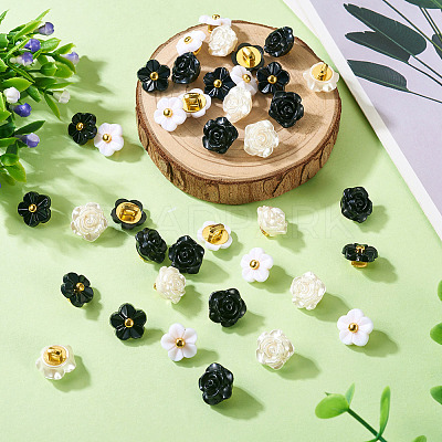 40Pcs 2 Styles 1-Hole ABS Plastic Buttons BUTT-TA0001-32-1