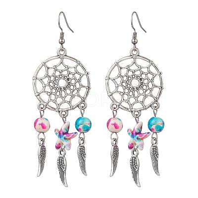 5Pairs 5 Colors Alloy & Synthetic Turquoise Chandelier Earrings EJEW-JE06339-02-1