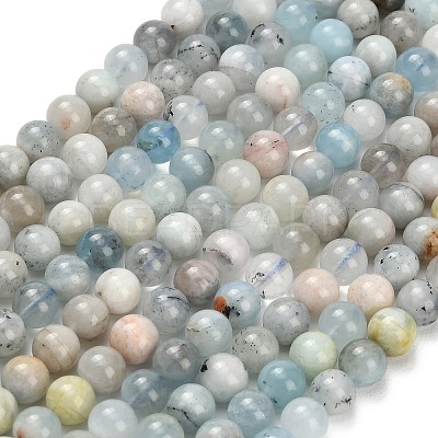 Natural Aquamarine Beads Strands G-F591-29A-8mm-02-1