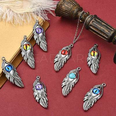 10Pcs 5 Colors Alloy Glass Big Pendants FIND-CJ0005-78-1