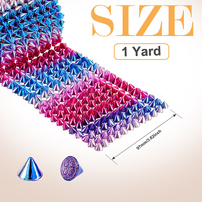 1 Yard 12-Row Resin Spike Stud Cone Flatback Punk Rock Trim Mesh Bead Craft FIND-TA0006-73C-1