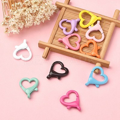 10Pcs 10 Colors Spray Painted Eco-Friendly Alloy Lobster Claw Clasps FIND-YW0002-26-1