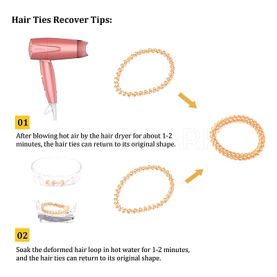 Printed Plastic Telephone Cord Elastic Hair Ties OHAR-R111-15-1