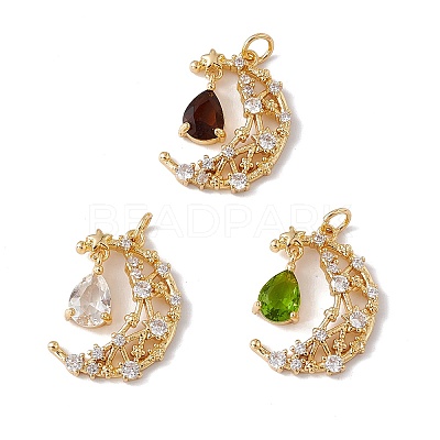 Brass Micro Pave Cubic Zirconia Pendants KK-G439-62G-1