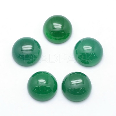 Natural Dyed & Heated Green Onyx Agate Cabochons G-P393-R42-12mm-1