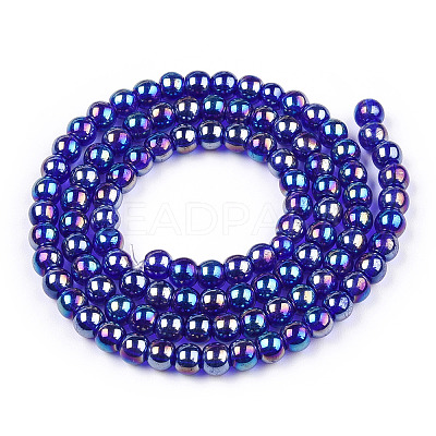 Electroplate Transparent Glass Beads Strands GLAA-T032-T6mm-AB15-1