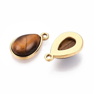 Natural Tiger Eye Teardrop Pendants STAS-N109-210B-G-1