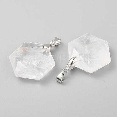Faceted Natural Quartz Crystal Pendants G-F340-03D-1