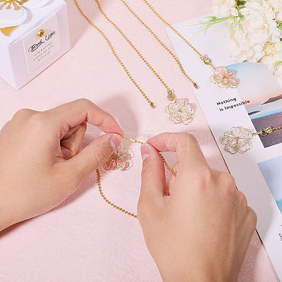 Flower Alloy Glass Charms Ceiling Fan Pull Chain Extenders HJEW-GL00012-1