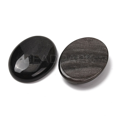 Natural Silver Sheen Obsidian Cabochons G-G741-30x40mm-23-1