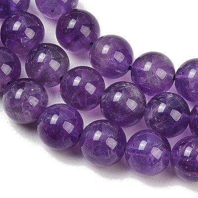 Natural Amethyst Round Bead Strands G-M212-10mm-01A-1