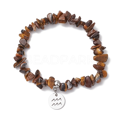12Pcs Natural & Synthetic Gemstone Chip Beaded Stretch Bracelets BJEW-JB11133-1