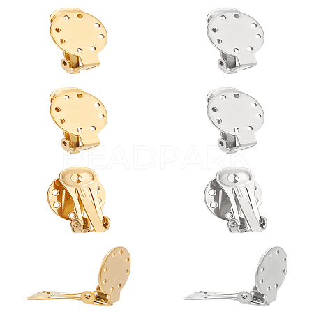 8Pcs 2 Colors 304 Stainless Steel Clip-on Earring Findings STAS-LP0001-45-1