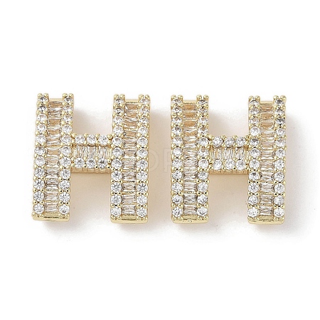 Brass Micro Pave Clear Cubic Zirconia Beads KK-G491-32G-1