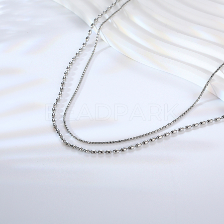 Stylish Stainless Steel Double Layered Pearl Necklace for Daily Wear. SQ0252-2-1
