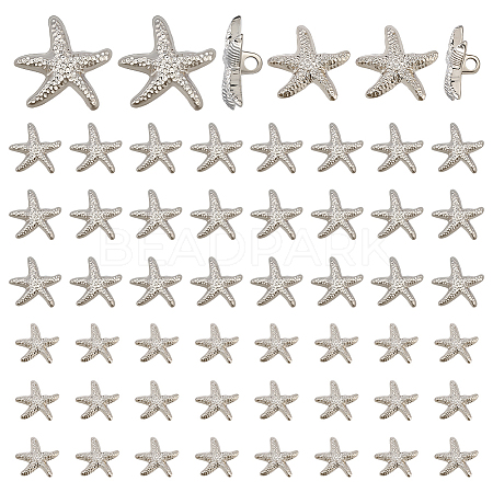 60Pcs 2 Styles 1-Hole Alloy Shank Buttons BUTT-PH0001-79P-1